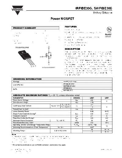 Vishay irfibe30g sihfibe30g  . Electronic Components Datasheets Active components Transistors Vishay irfibe30g_sihfibe30g.pdf