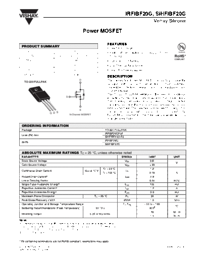 . Electronic Components Datasheets irfibf20g sihfibf20g  . Electronic Components Datasheets Active components Transistors Vishay irfibf20g_sihfibf20g.pdf