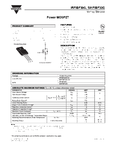 Vishay irfibf30g sihfibf30g  . Electronic Components Datasheets Active components Transistors Vishay irfibf30g_sihfibf30g.pdf