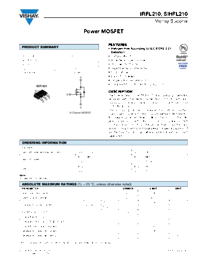 Vishay irfl210 sihfl210  . Electronic Components Datasheets Active components Transistors Vishay irfl210_sihfl210.pdf