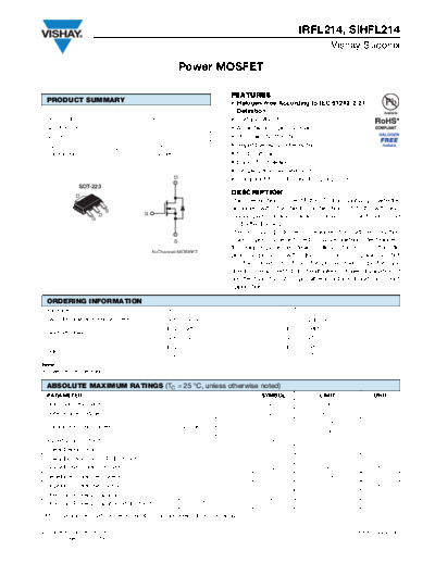 Vishay irfl214 sihfl214  . Electronic Components Datasheets Active components Transistors Vishay irfl214_sihfl214.pdf