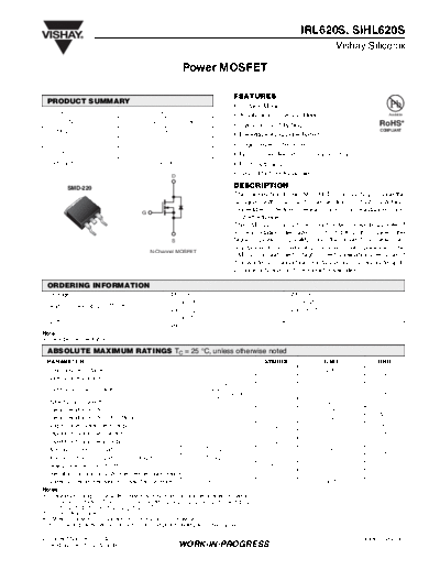 Vishay irl620s sihl620s  . Electronic Components Datasheets Active components Transistors Vishay irl620s_sihl620s.pdf