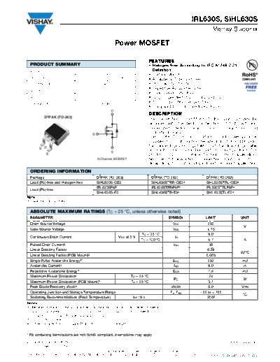 Vishay irl630s sihl630s  . Electronic Components Datasheets Active components Transistors Vishay irl630s_sihl630s.pdf