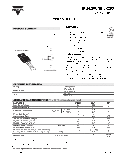 Vishay irli620g sihli620g  . Electronic Components Datasheets Active components Transistors Vishay irli620g_sihli620g.pdf