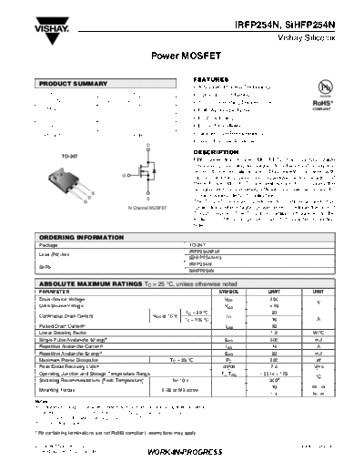 Vishay irfp254n sihfp254n  . Electronic Components Datasheets Active components Transistors Vishay irfp254n_sihfp254n.pdf
