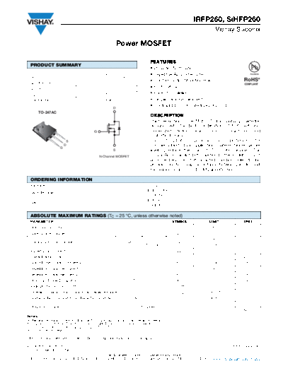 Vishay irfp260 sihfp260  . Electronic Components Datasheets Active components Transistors Vishay irfp260_sihfp260.pdf