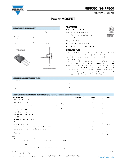 Vishay irfp360 sihfp360  . Electronic Components Datasheets Active components Transistors Vishay irfp360_sihfp360.pdf