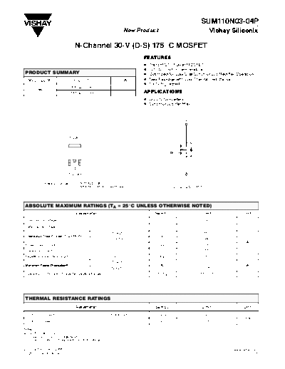 Vishay sum110n03-04p  . Electronic Components Datasheets Active components Transistors Vishay sum110n03-04p.pdf