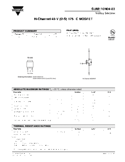Vishay sum110n04-03  . Electronic Components Datasheets Active components Transistors Vishay sum110n04-03.pdf