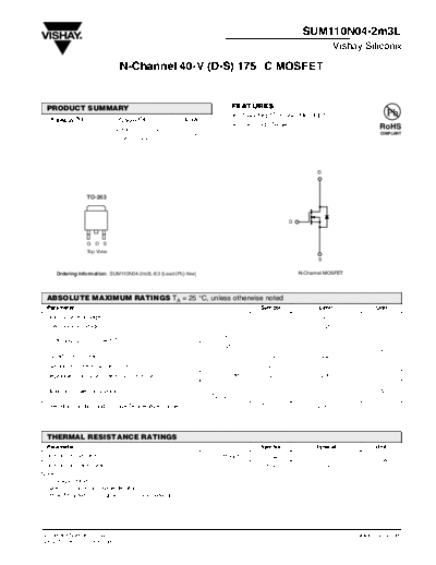 Vishay sum110n04-2m3l  . Electronic Components Datasheets Active components Transistors Vishay sum110n04-2m3l.pdf