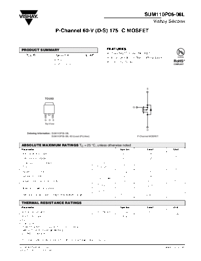 Vishay sum110p06-08l  . Electronic Components Datasheets Active components Transistors Vishay sum110p06-08l.pdf