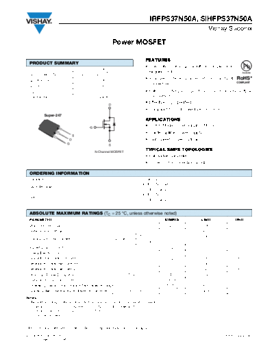 Vishay irfps37n50a sihfps37n50a  . Electronic Components Datasheets Active components Transistors Vishay irfps37n50a_sihfps37n50a.pdf