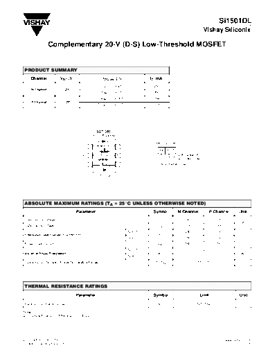 . Electronic Components Datasheets si1501dl  . Electronic Components Datasheets Active components Transistors Vishay si1501dl.pdf