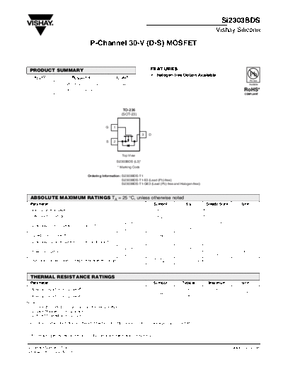 Vishay si2303bds  . Electronic Components Datasheets Active components Transistors Vishay si2303bds.pdf