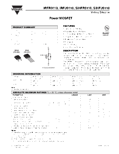 Vishay irfr9110 irfu9110 sihfr9110 sihfu9110 2  . Electronic Components Datasheets Active components Transistors Vishay irfr9110_irfu9110_sihfr9110_sihfu9110_2.pdf