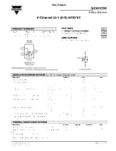 Vishay si2307cd  . Electronic Components Datasheets Active components Transistors Vishay si2307cd.pdf