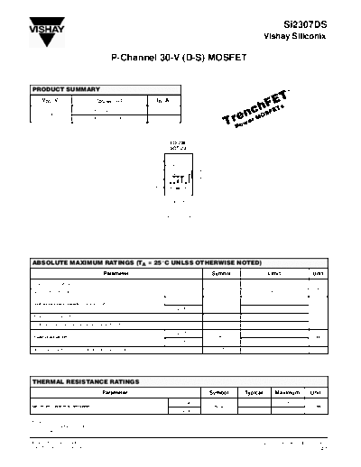 Vishay si2307ds  . Electronic Components Datasheets Active components Transistors Vishay si2307ds.pdf