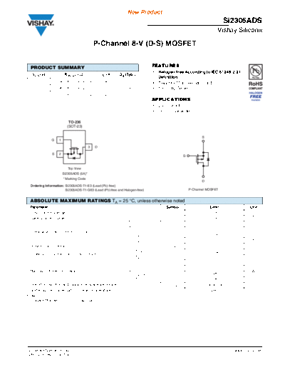Vishay si2305ad  . Electronic Components Datasheets Active components Transistors Vishay si2305ad.pdf