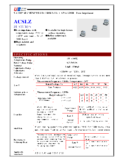 UB [United Benefit] UB [smd] ACSLZ Series  . Electronic Components Datasheets Passive components capacitors UB [United Benefit] UB [smd] ACSLZ Series.pdf