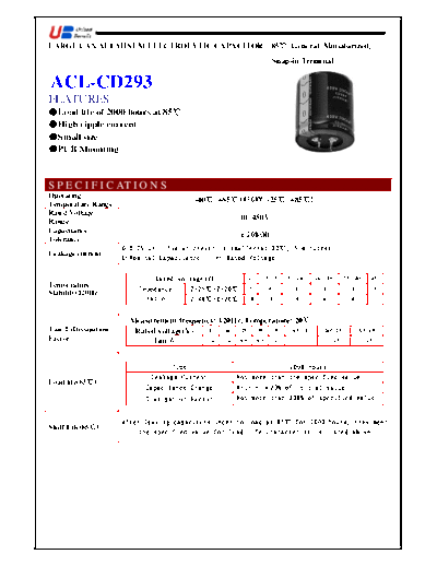 UB [United Benefit] UB [snap-in] ACL-CD293 Series  . Electronic Components Datasheets Passive components capacitors UB [United Benefit] UB [snap-in] ACL-CD293 Series.pdf