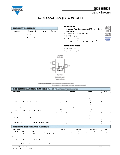 Vishay si2316bd  . Electronic Components Datasheets Active components Transistors Vishay si2316bd.pdf