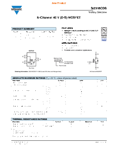 Vishay si2318cd  . Electronic Components Datasheets Active components Transistors Vishay si2318cd.pdf