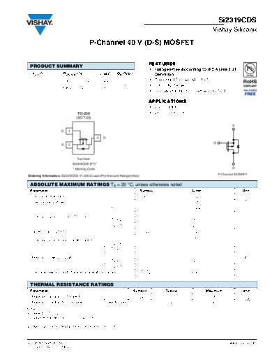 Vishay si2319cd  . Electronic Components Datasheets Active components Transistors Vishay si2319cd.pdf