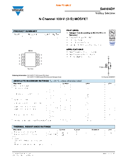 Vishay si4104dy  . Electronic Components Datasheets Active components Transistors Vishay si4104dy.pdf