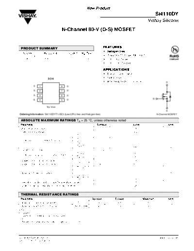 Vishay si4110dy  . Electronic Components Datasheets Active components Transistors Vishay si4110dy.pdf