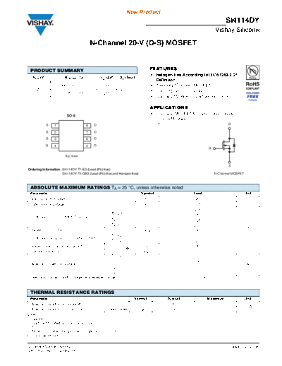 Vishay si4114dy  . Electronic Components Datasheets Active components Transistors Vishay si4114dy.pdf