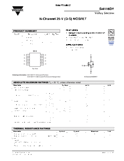 Vishay si4116dy  . Electronic Components Datasheets Active components Transistors Vishay si4116dy.pdf