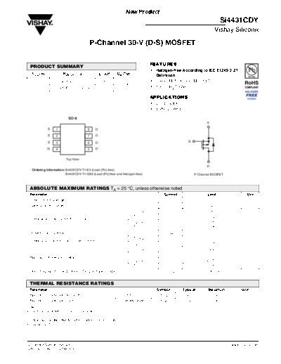 Vishay si4431cd  . Electronic Components Datasheets Active components Transistors Vishay si4431cd.pdf