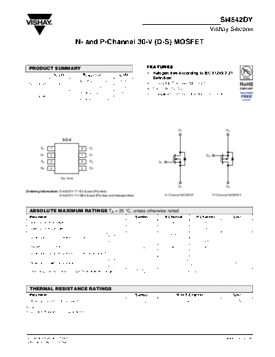 Vishay si4542dy  . Electronic Components Datasheets Active components Transistors Vishay si4542dy.pdf