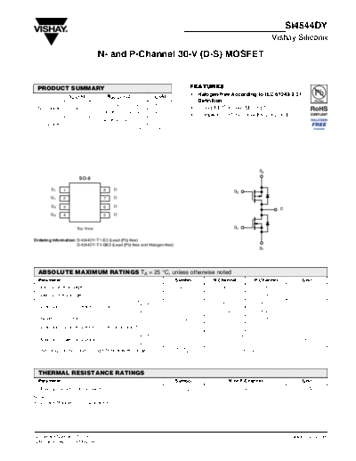 Vishay si4544dy  . Electronic Components Datasheets Active components Transistors Vishay si4544dy.pdf