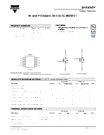 Vishay si4532ady  . Electronic Components Datasheets Active components Transistors Vishay si4532ady.pdf