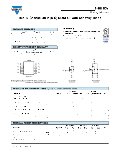 Vishay si4818dy  . Electronic Components Datasheets Active components Transistors Vishay si4818dy.pdf