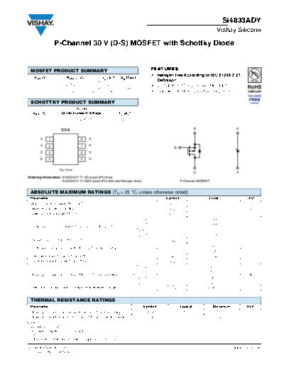 Vishay si4833ad  . Electronic Components Datasheets Active components Transistors Vishay si4833ad.pdf