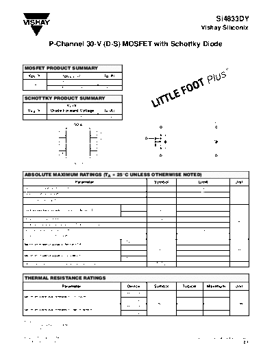 Vishay si4833dy  . Electronic Components Datasheets Active components Transistors Vishay si4833dy.pdf