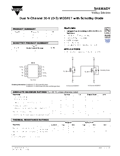 Vishay si4830ad  . Electronic Components Datasheets Active components Transistors Vishay si4830ad.pdf
