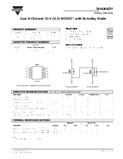 Vishay si4830ady  . Electronic Components Datasheets Active components Transistors Vishay si4830ady.pdf