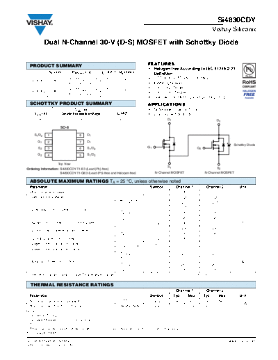 Vishay si4830cd  . Electronic Components Datasheets Active components Transistors Vishay si4830cd.pdf