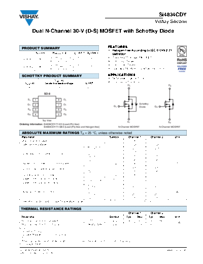 Vishay si4834cd  . Electronic Components Datasheets Active components Transistors Vishay si4834cd.pdf