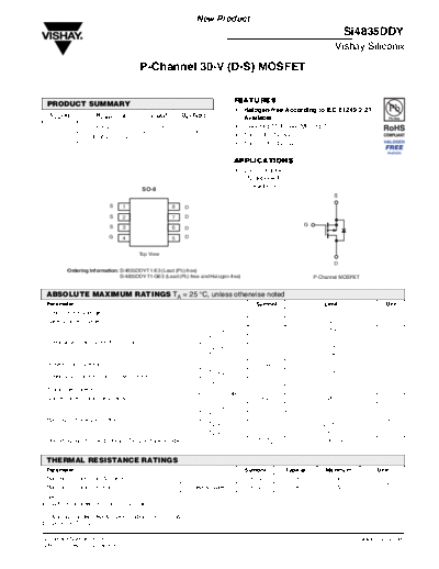 Vishay si4835dd  . Electronic Components Datasheets Active components Transistors Vishay si4835dd.pdf
