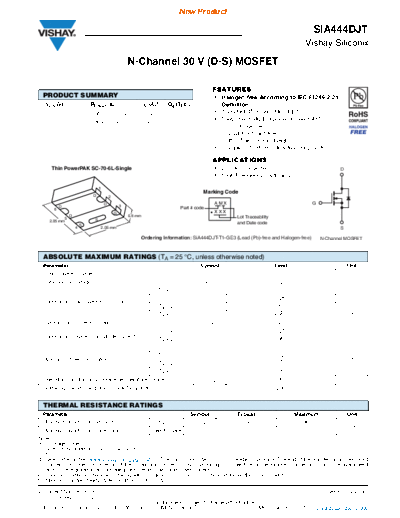 Vishay sia444djt  . Electronic Components Datasheets Active components Transistors Vishay sia444djt.pdf