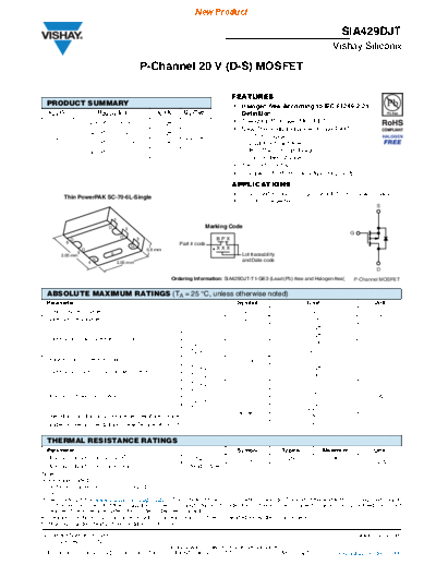 Vishay sia429dj  . Electronic Components Datasheets Active components Transistors Vishay sia429dj.pdf