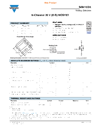Vishay sib410dk  . Electronic Components Datasheets Active components Transistors Vishay sib410dk.pdf