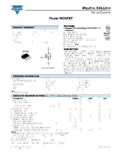 . Electronic Components Datasheets sihll014 irll014  . Electronic Components Datasheets Active components Transistors Vishay sihll014_irll014.pdf