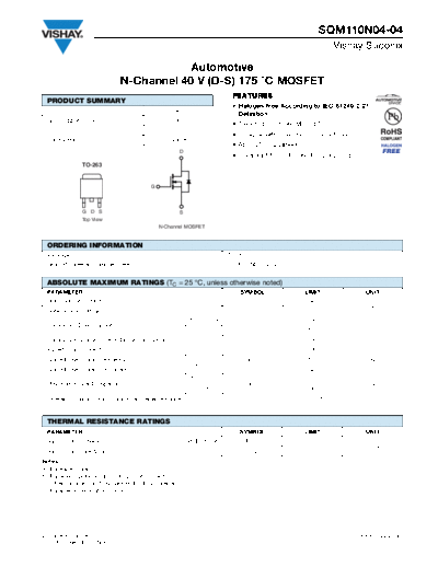 Vishay sqm110n04  . Electronic Components Datasheets Active components Transistors Vishay sqm110n04.pdf