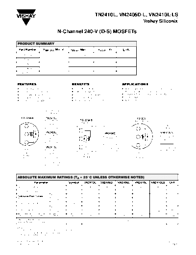 Vishay tn2410l vn2406d-l vn2410l-ls  . Electronic Components Datasheets Active components Transistors Vishay tn2410l_vn2406d-l_vn2410l-ls.pdf