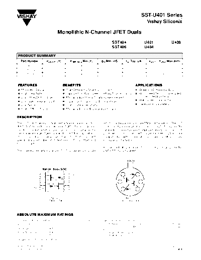 Vishay u401 sst404 u404 sst406 u406  . Electronic Components Datasheets Active components Transistors Vishay u401_sst404_u404_sst406_u406.pdf